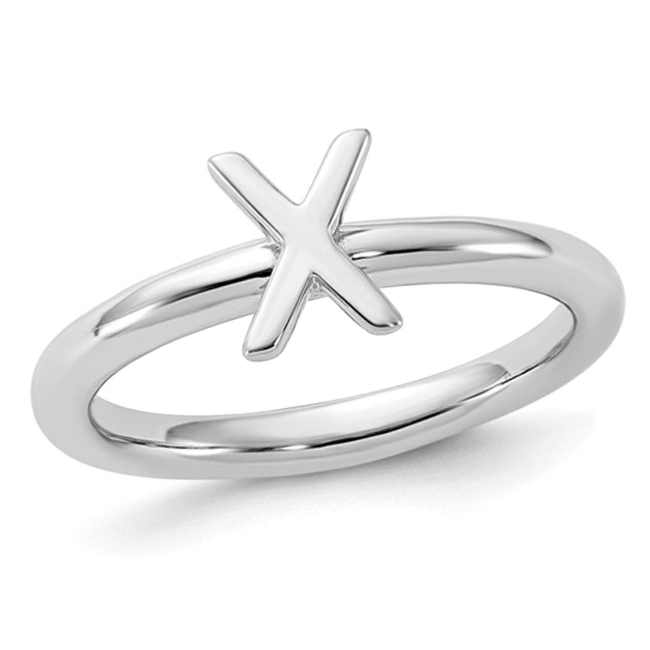 Gem And Harmony Sterling Silver Rhodium-Plated Polished X Ring